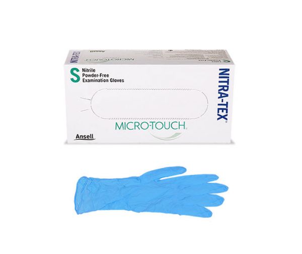 Перчатки microtouch nitratex нитриловые пара голуб. m