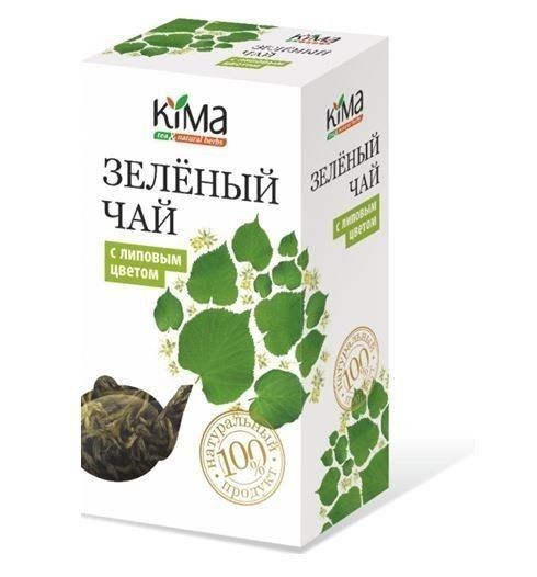 Кима чай зелёный байховый листовой высшего сорта 75г с липовым цветом