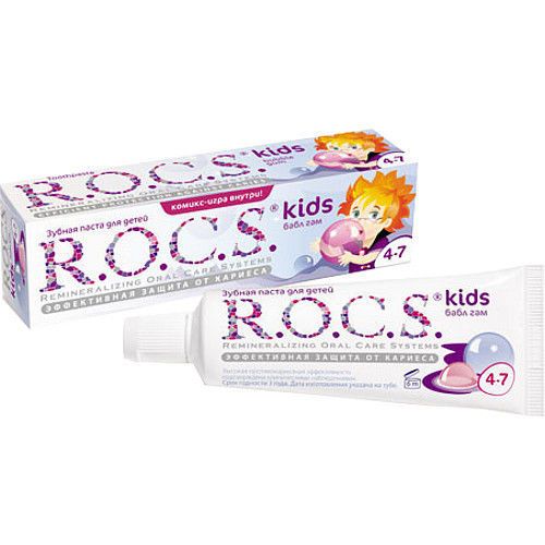 Рокс зубная паста кидс 45г bubble gum 4-7 лет