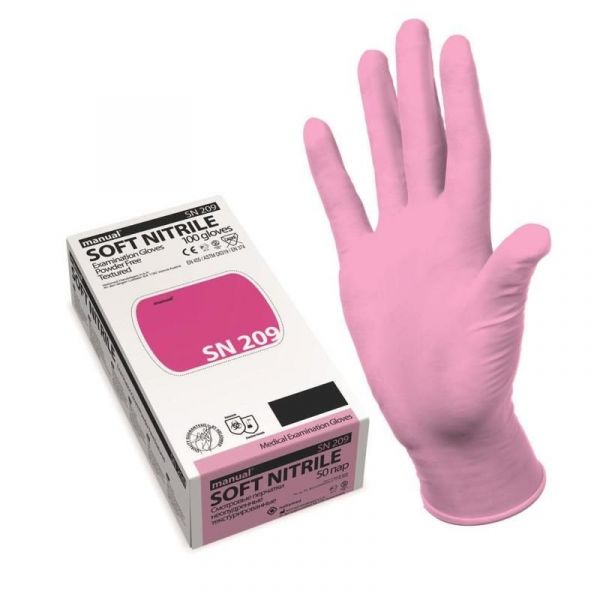 Перчатки нестерильные нитриловые sn209 пара l розовые