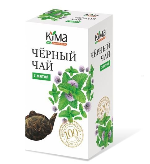 Кима чай черный байховый листовой высшего сорта 50г с мятой