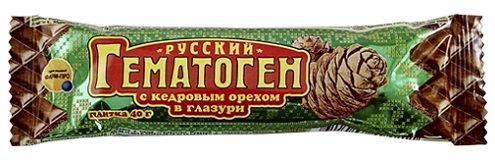 Гематоген русский 40г кедр.орех шоколад