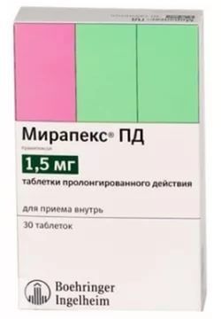 Мирапекс пд 1.5мг таблетки пролонгирующие №30
