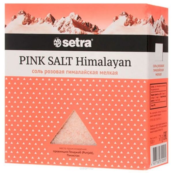 Соль пищевая setra 500г розовая гималайск. мелкая