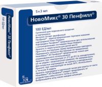 Новомикс 30 пенфилл 100ме/мл 3мл суспензия для подкожных инъекций №5 картридж (NOVO NORDISK A/S)