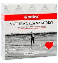 Соль пищевая setra 500г с понижен. сод.натрия йодирован.