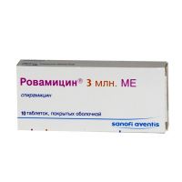 Ровамицин 3млн. ед таблетки покрытые плёночной оболочкой №10 (SANOFI-AVENTIS S.P.A.)