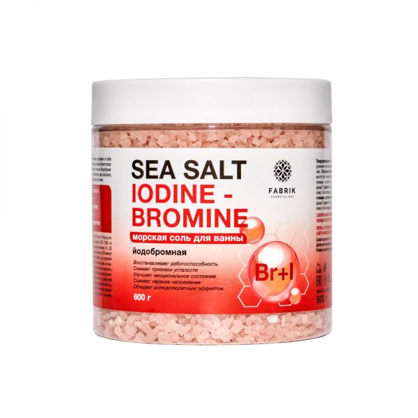 Фабрик косметолоджи соль для ванны 600г морская йодобром.