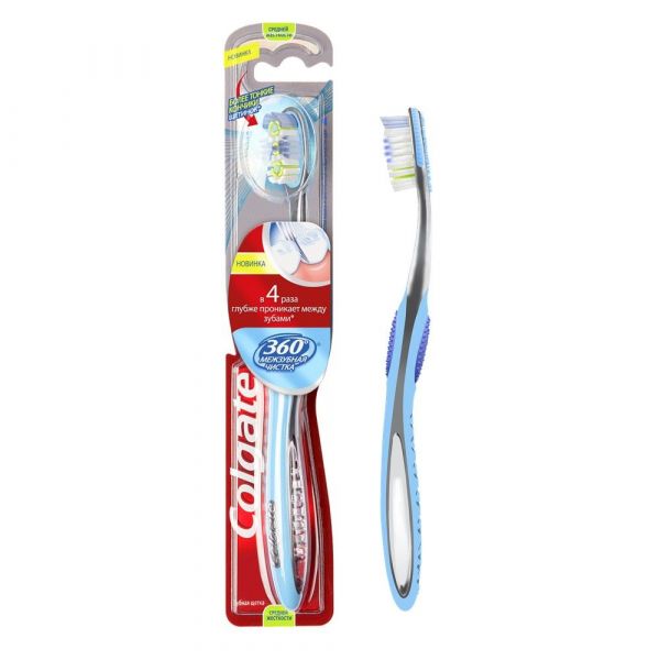Колгейт зубная щетка 360 межзубная чистка средн.