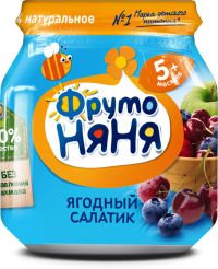 Фрутоняня пюре 100г ягодный салатик (ЛЕБЕДЯНСКИЙ ОАО)