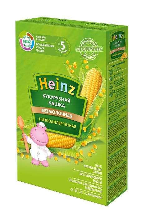 Хайнц каша безмолочная 200/180г кукуруза н/аллерген