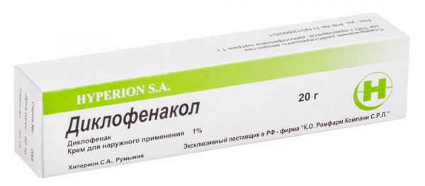 Диклофенакол 1% 20г крем для наружного применения. №1 туба