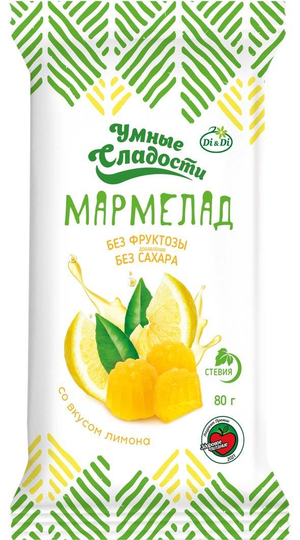 Умные сладости мармелад 80г стевия лимон