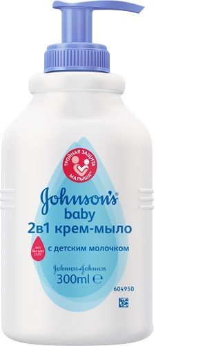 Джонсонс бэби крем-мыло для умывания 300мл д/лица д/рук