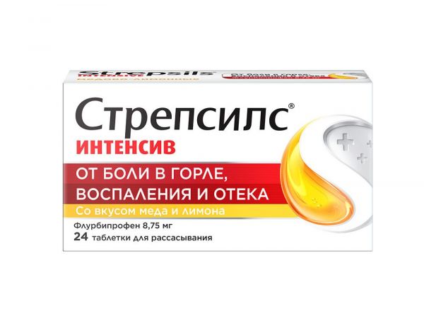Стрепсилс интенсив таблетки для рассасывания №24 мед лимон