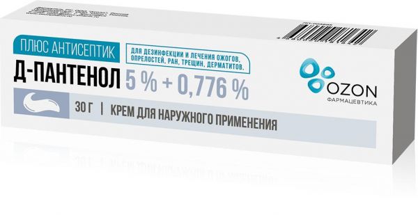 Д-пантенол плюс антисептик 5%+0.776% 30г крем для наружного применения. (Озон ооо)