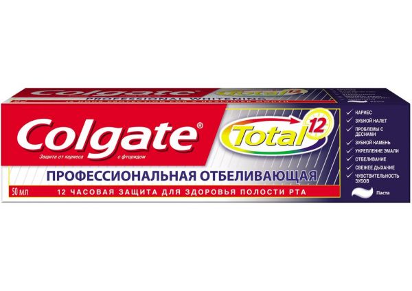 Колгейт зубная паста total12 профессиональная 50мл отбеливающ