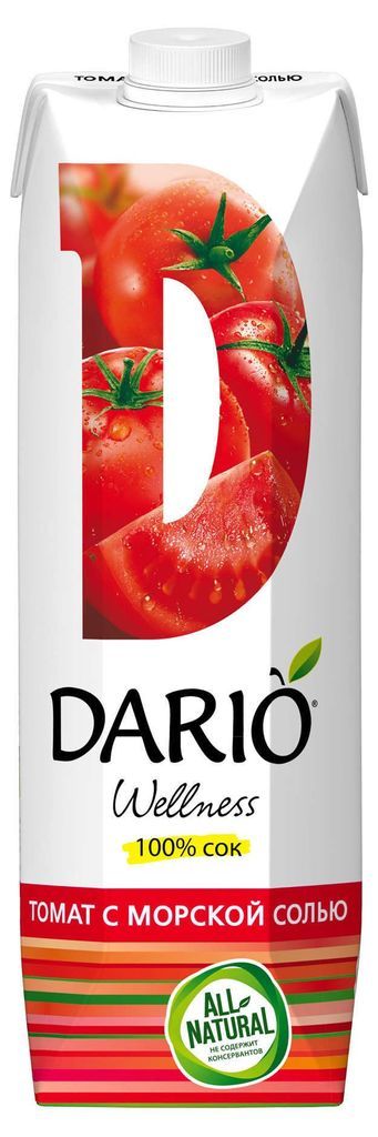 Дарио велнес сок 0,95л томат морск. соль б/сахара