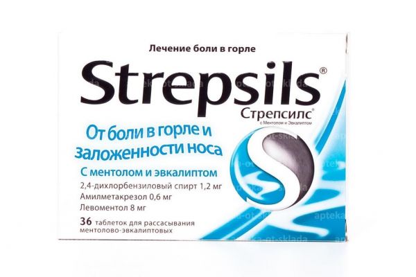 Стрепсилс таблетки для рассасывания №36 ментол эвкалипт