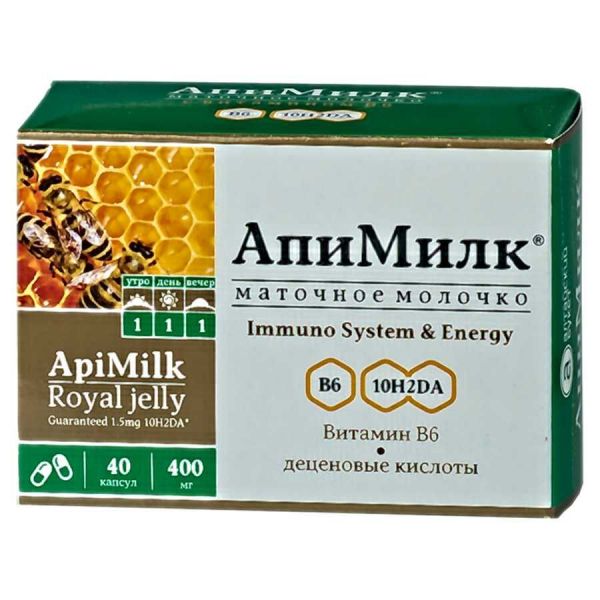 Маточное молочко апимилк 20 капс. с вит.b6