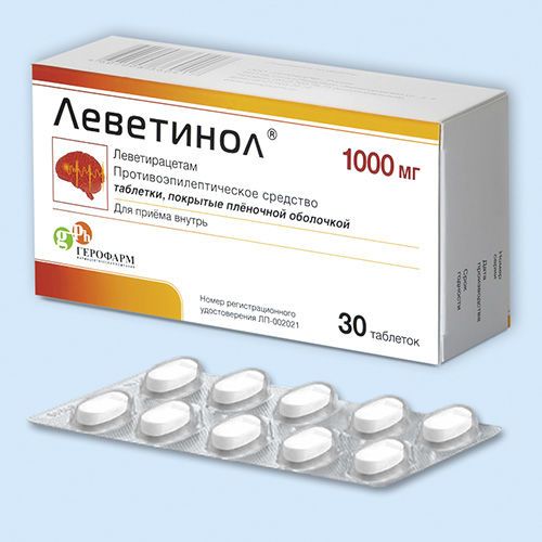 Леветинол 1000мг таблетки покрытые плёночной оболочкой №30