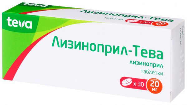 Лизиноприл-тева 20мг таб. №30 (Teva pharmaceutical works private co.)