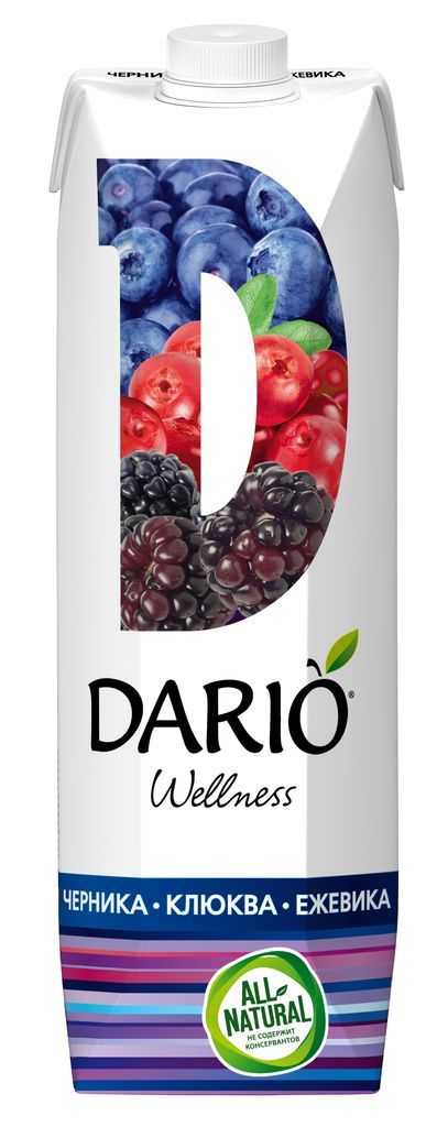 Дарио велнес нектар 0,95л черника клюква ежевика фруктоза