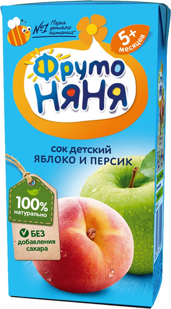 Фрутоняня сок 200мл яблоко персик с мякотью б/сахара