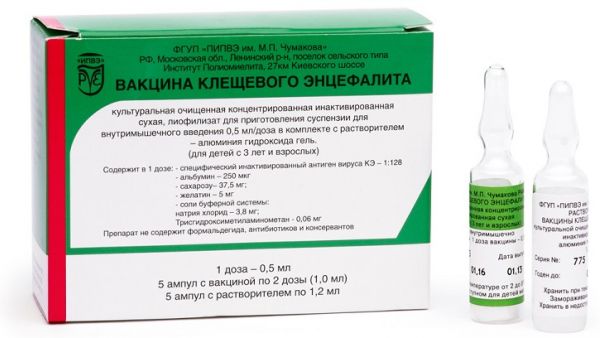 Вакцина клещевого энцефалита 0,5мл лиоф.д/сусп.д/ин.в/м. №1 доза