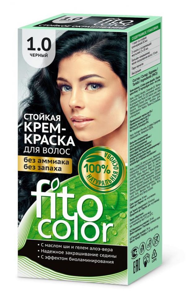 Фитоколор крем-краска для волос 115мл тон 1,0 черный 4820