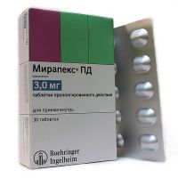 Мирапекс пд 3мг таблетки пролонгирующие №30 (BOEHRINGER INGELHEIM PHARMA GMBH_2)
