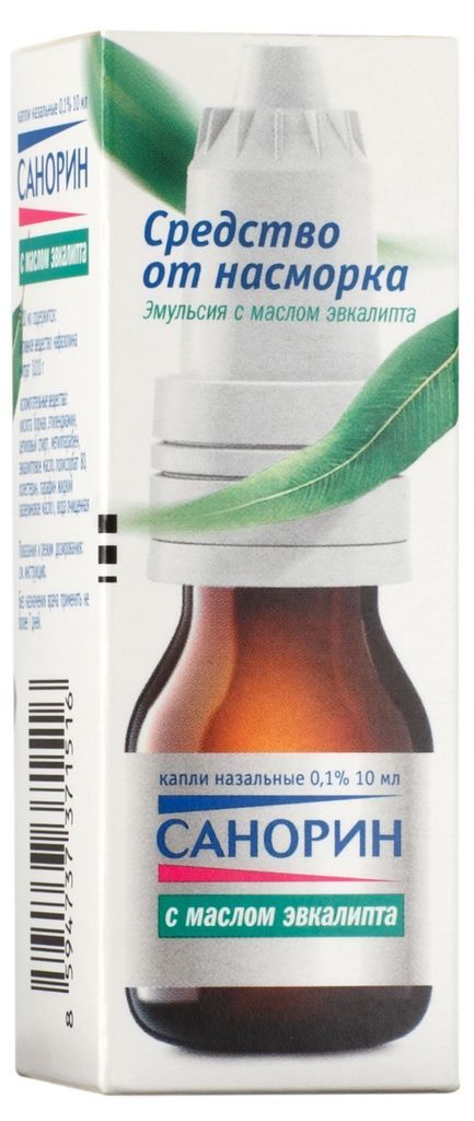 Санорин эмульсия с маслом эвкалипта 0.1% 10мл капли наз. №1 фл.-кап.
