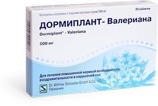 Дормиплант-валериана 500мг таб.п/об.пл. №25