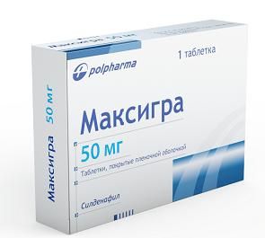 Максигра 50мг таб.п/об.пл. №1 (Polpharma pharmaceutical works s.a.)