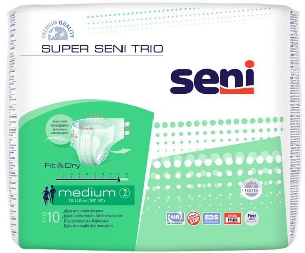 Сени подгузники super medium trio №10 75-110 см