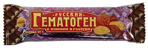 Гематоген русский 40г изюм шоколад