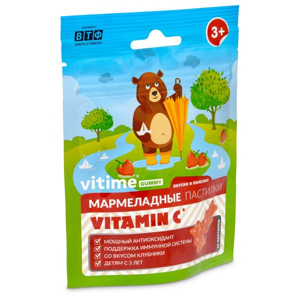 Витайм gummy витамин c мармеладные пастилки №30 шт. клубника с 3 лет