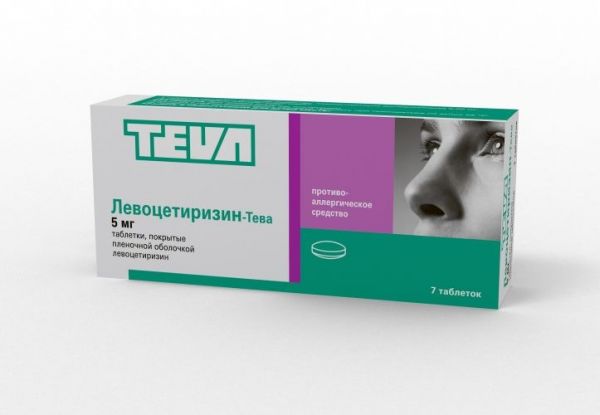 Левоцетиризин-тева 5мг таб.п/об.пл. №7 (Teva pharmaceutical industries ltd.)
